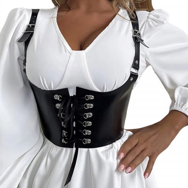 Vintage undebust corset with leather lacing