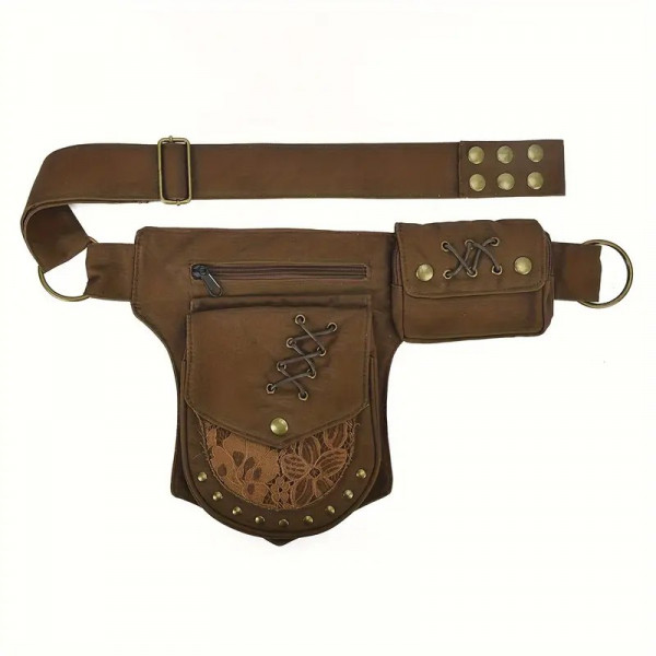 Steampunková ledvinka na bok se šněrováním a krajkou
