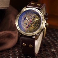 Steampunk vintage skeleton watch bronze