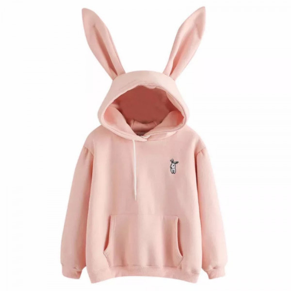 Mikina Bunny s králičíma ušima a kapucí růžová