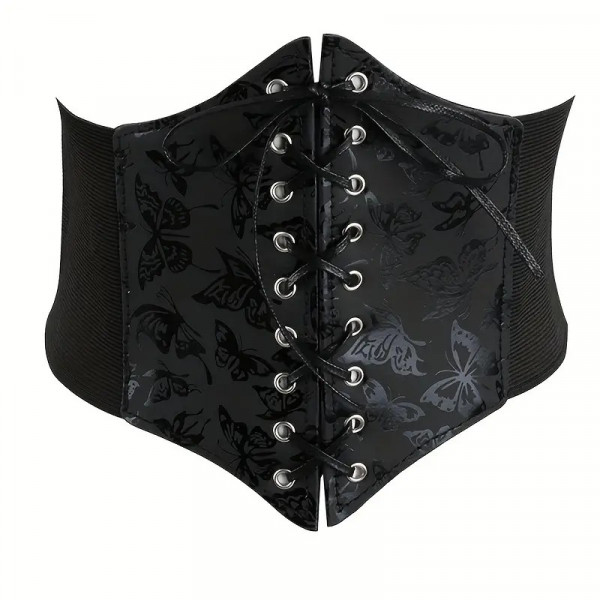 Steampunk Gothic underbust korzet opasek s motýli