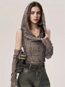 Punk Gothic Postapo hollow out top