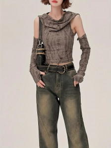 Punk Gothic Postapo hollow out top